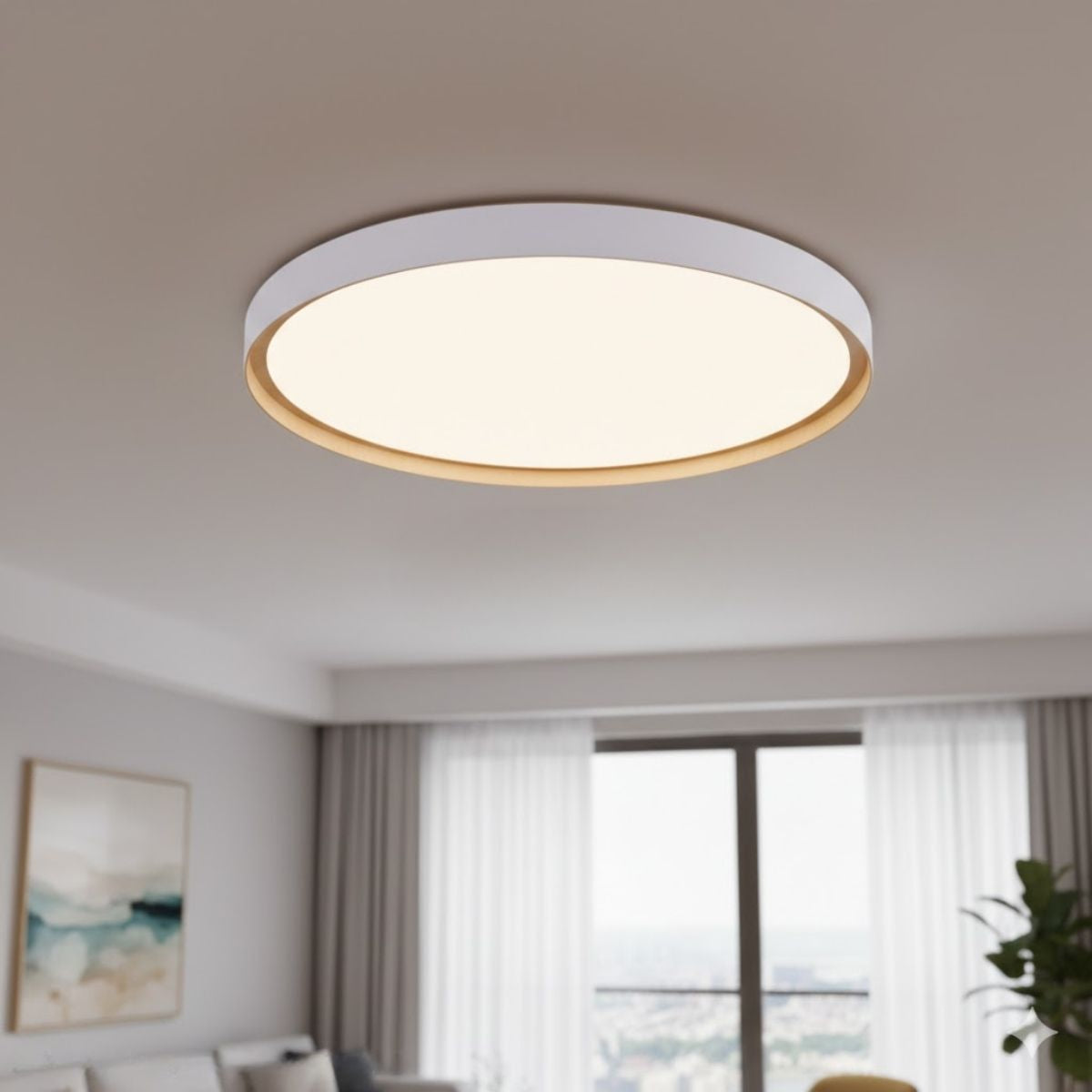 Plafon LED Montana 50W 50cm Bivolt 3 Cores Moderna