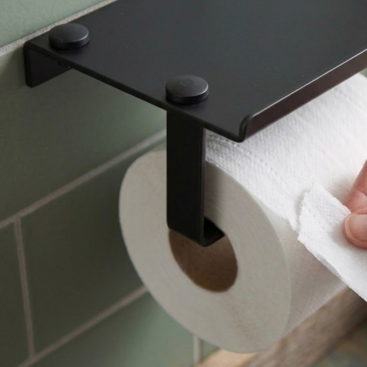 Porta Papel Higiênico Suporte Liso Alumínio - Cor Preto