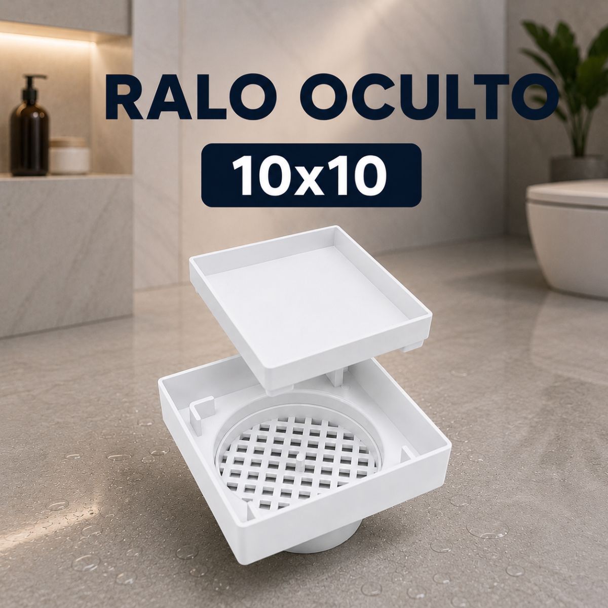 Ralo Oculto Seca Piso para Porcelanato com Tela Anti-Insetos