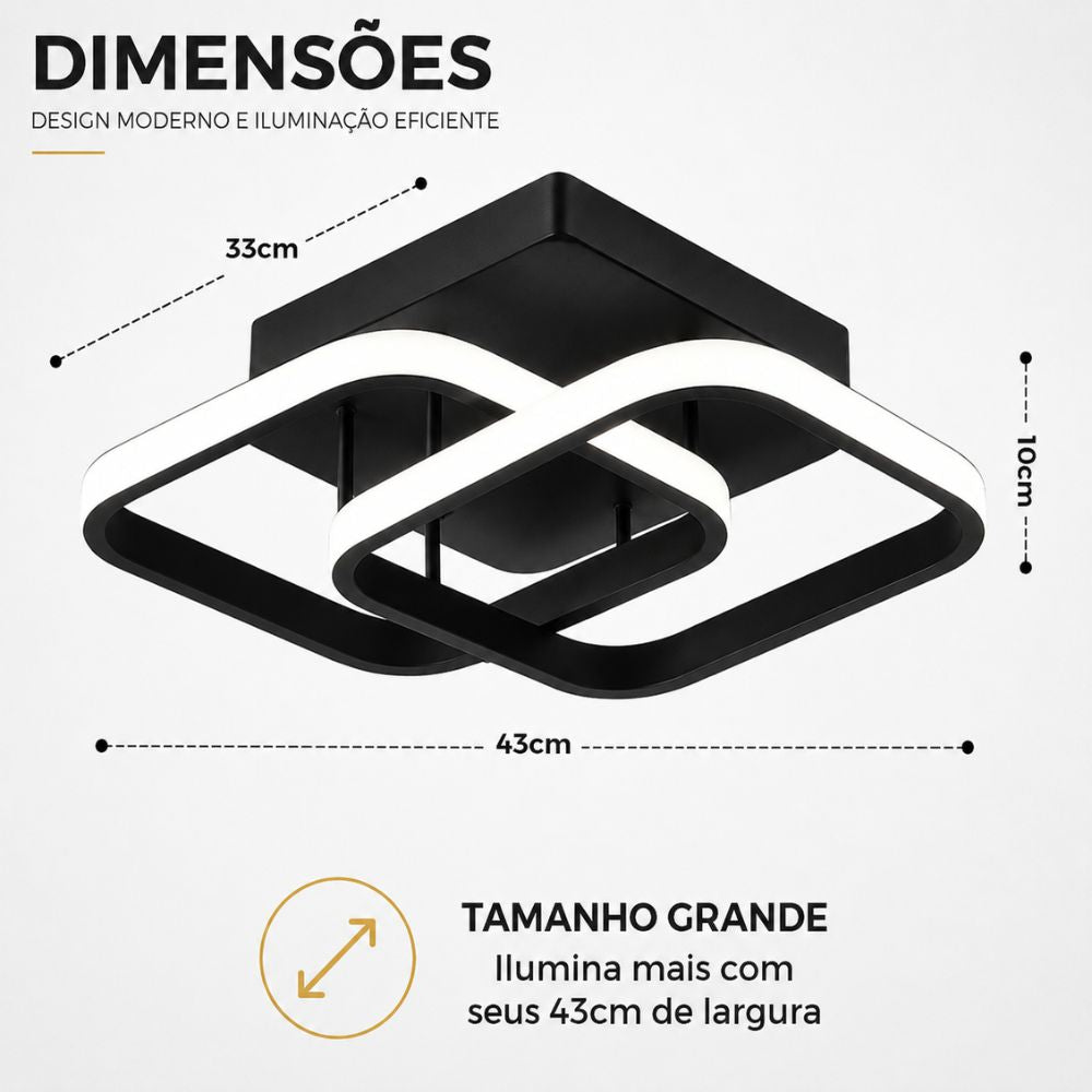 Luminaria Plafon Quadrado Led 24W - Modelo Franci