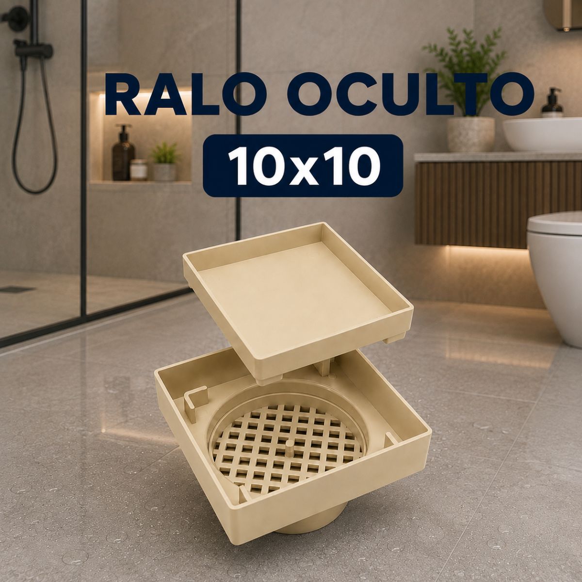 Ralo Oculto Seca Piso para Porcelanato com Tela Anti-Insetos