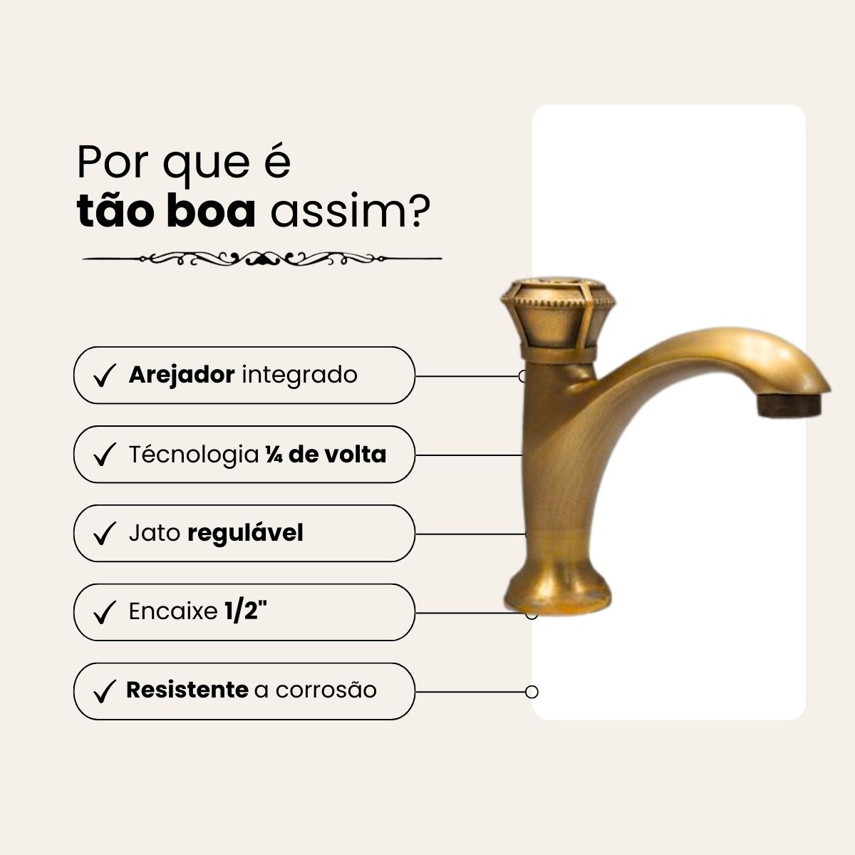 Torneira Bancada - Modelo Coroa - Bronze