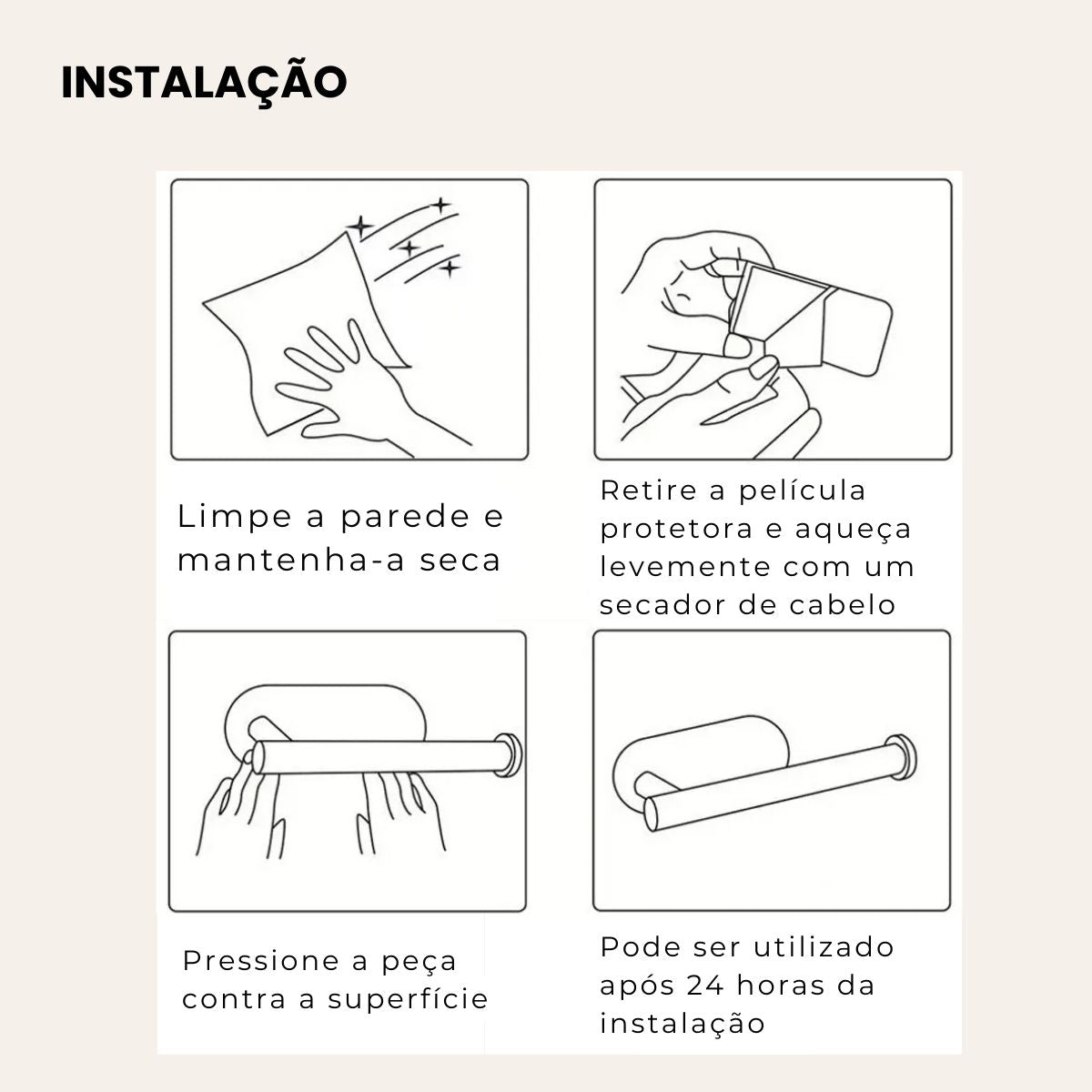 Kit Acessórios Banheiro c/ Adesivo 4pçs - DOURADO