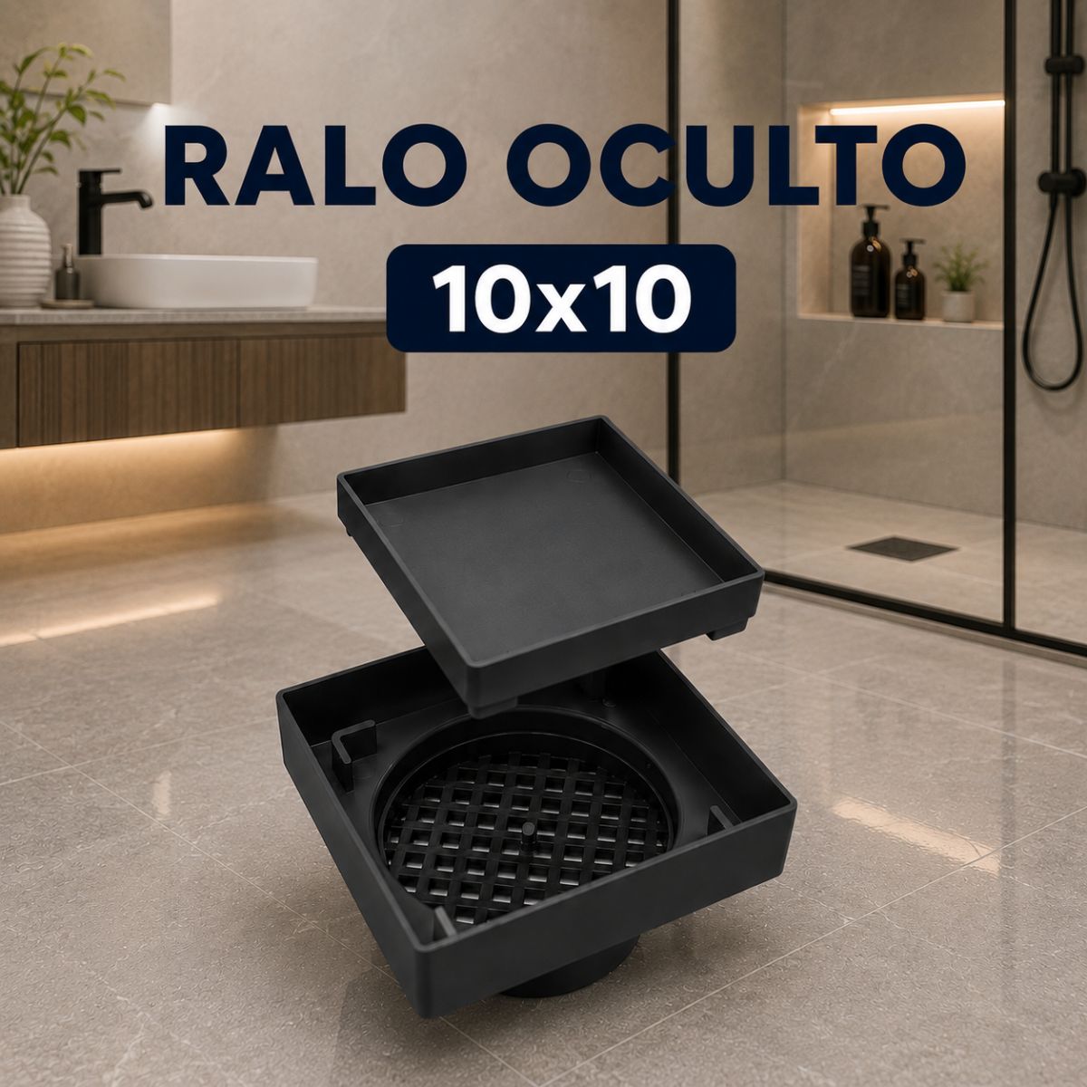 Ralo Oculto Seca Piso para Porcelanato com Tela Anti-Insetos