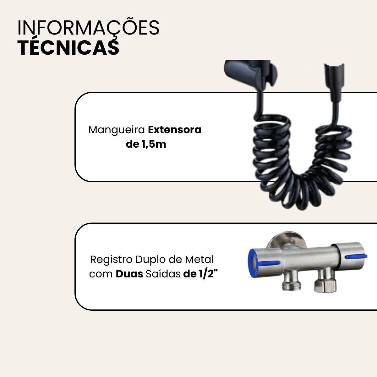 Registro Duplo C/ Mangueira e Ducha
