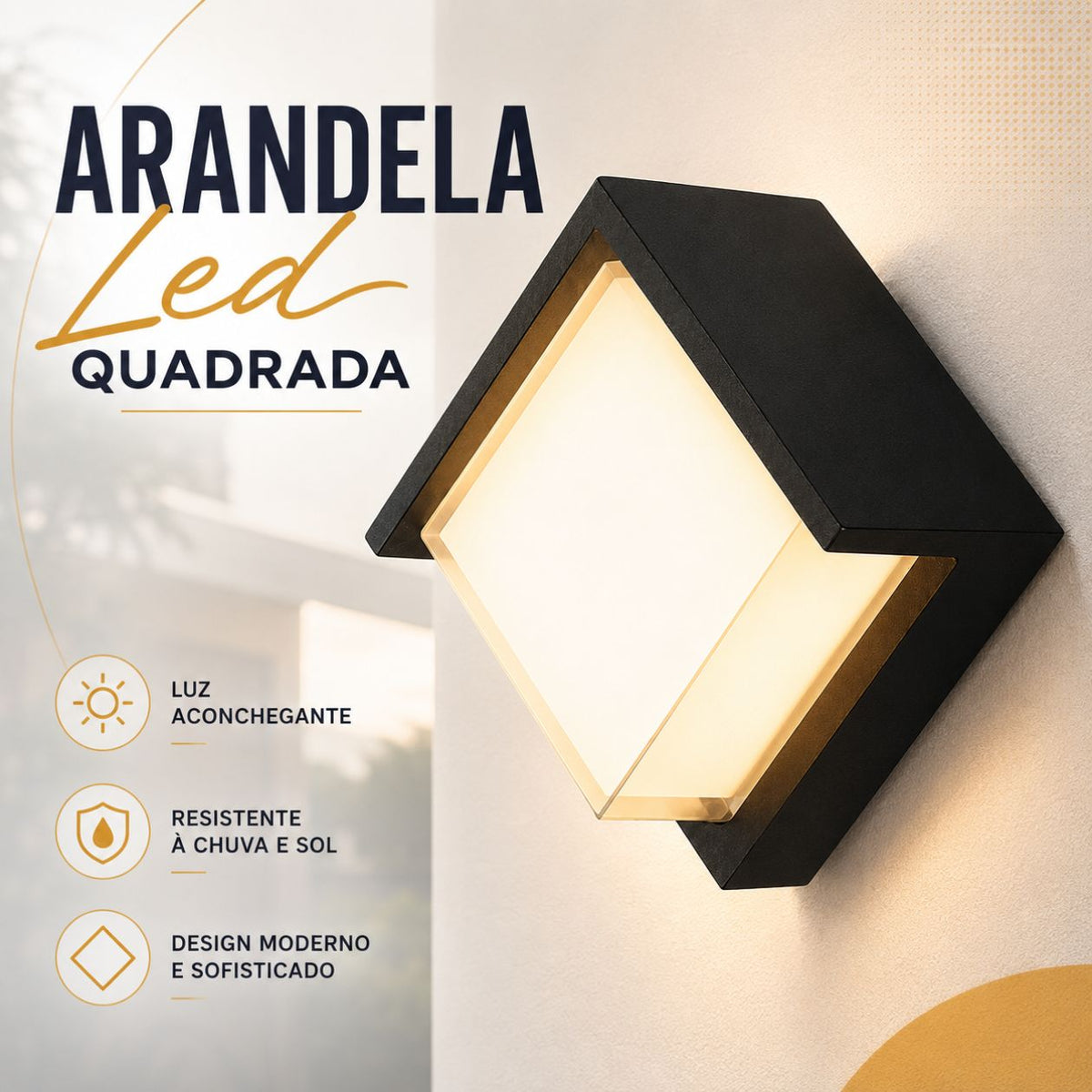Arandela de Parede 160x135 LED 12W Preta Modelo Dock