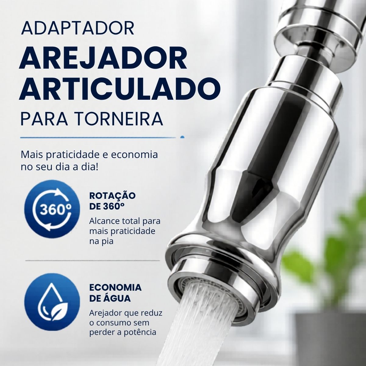 Adaptador Arejador 360º para Torneira com Economia de Água
