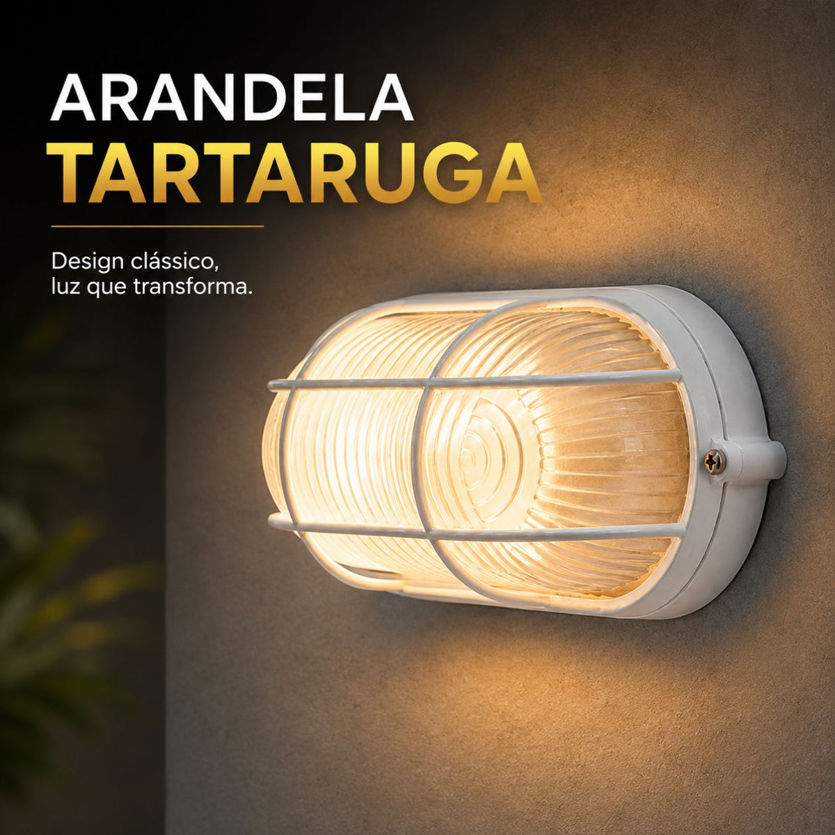 Arandela Tartaruga E27 para Área Externa em Alumínio e Vidro