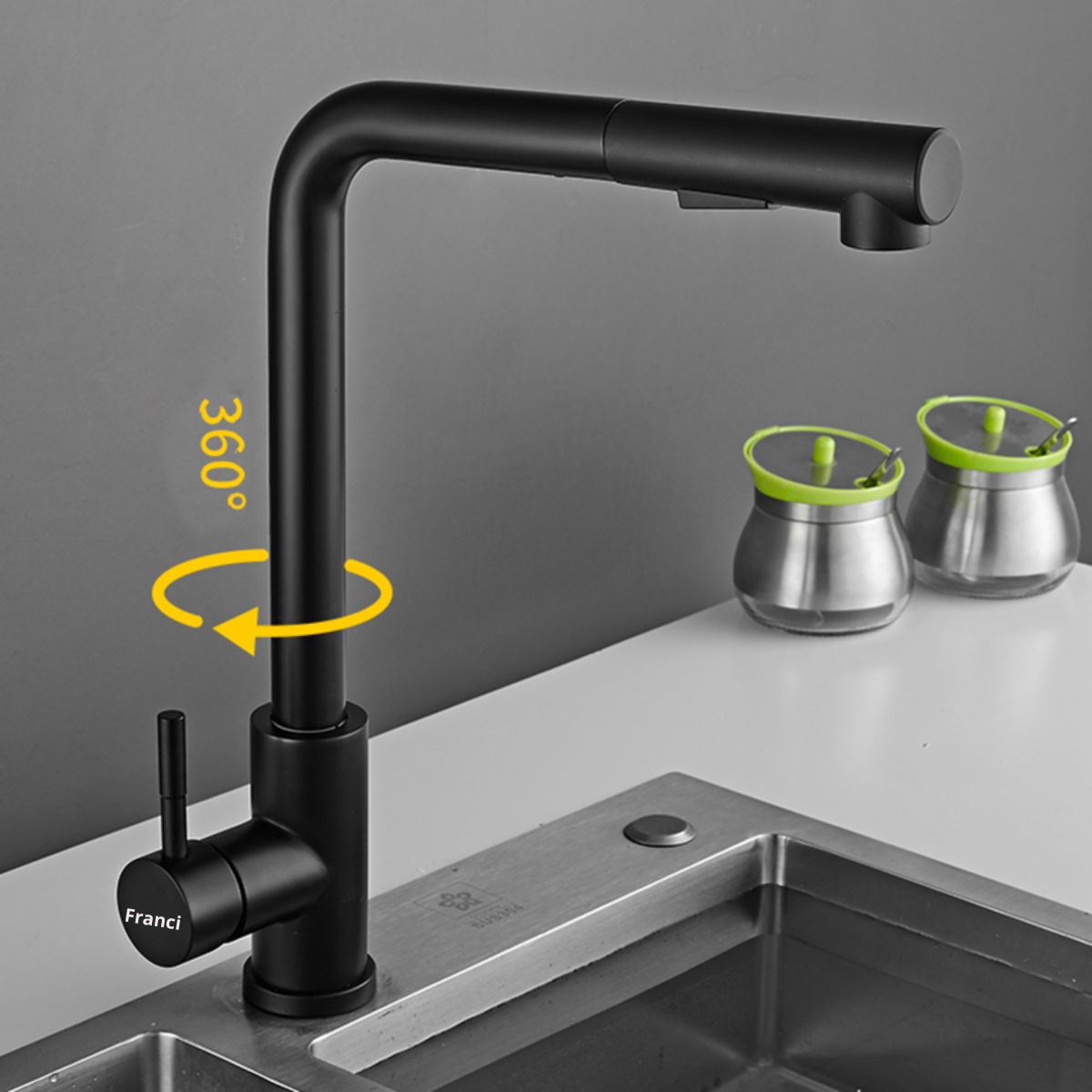 Torneira Bancada Misturador Extensor - Modelo Retracta - Preta