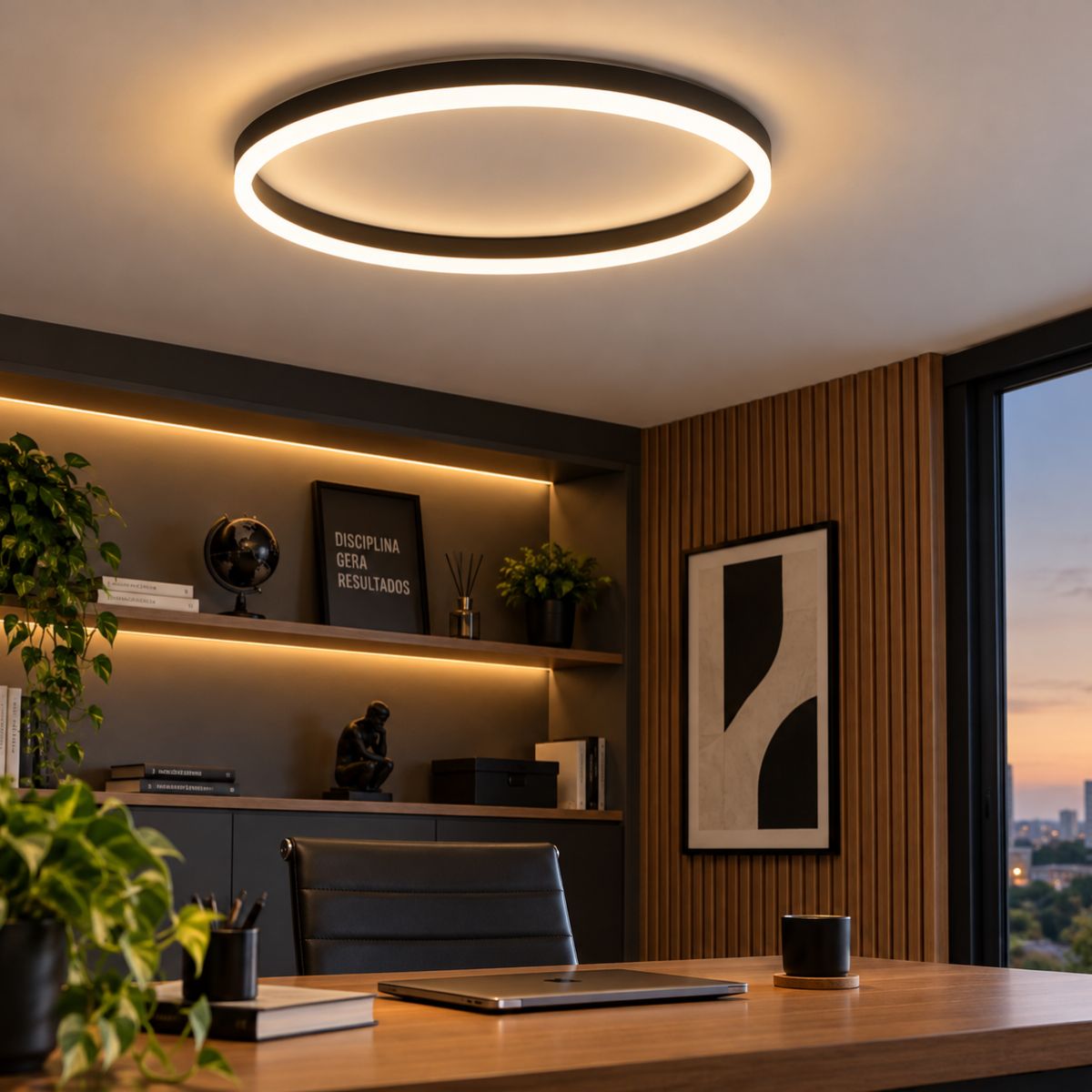 Plafon LED Redondo 24W 40cm Bivolt 3 Tons Efeito Memória
