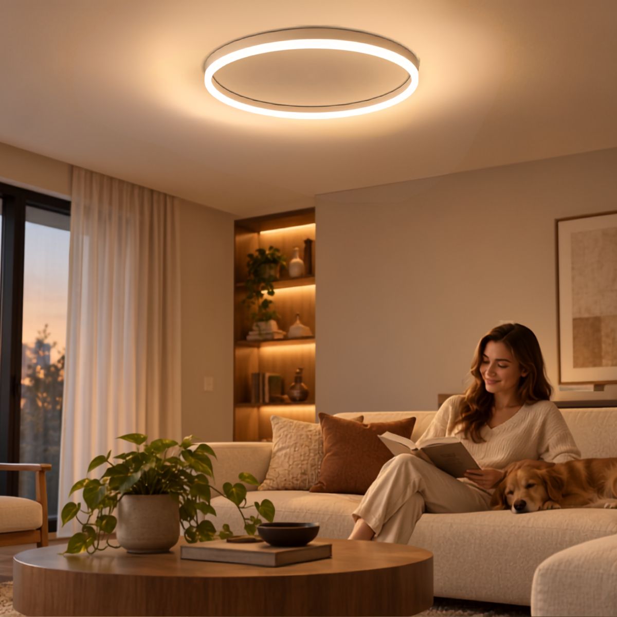 Plafon LED Redondo 24W 40cm Bivolt 3 Tons Efeito Memória