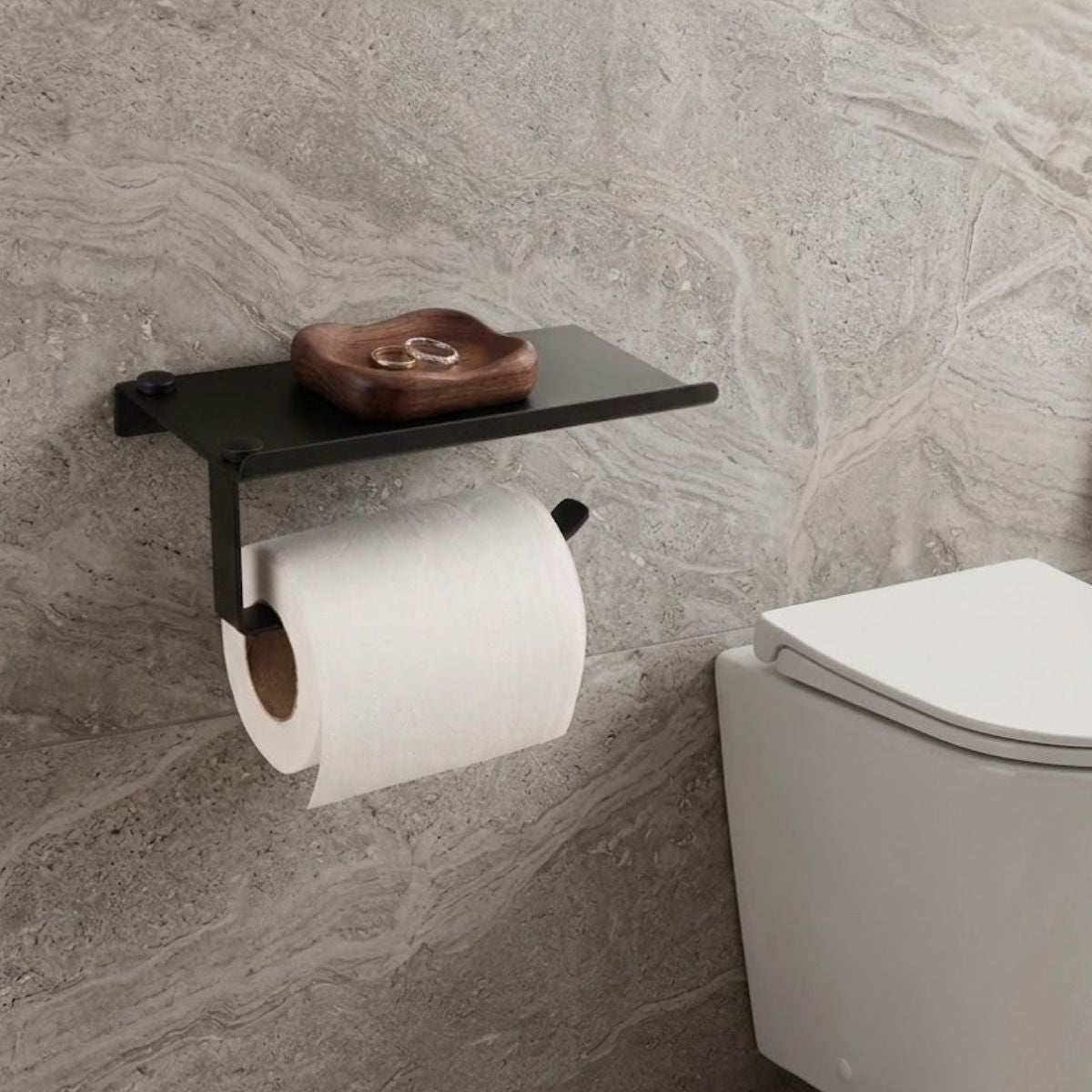 Porta Papel Higiênico Suporte Liso Alumínio - Cor Preto