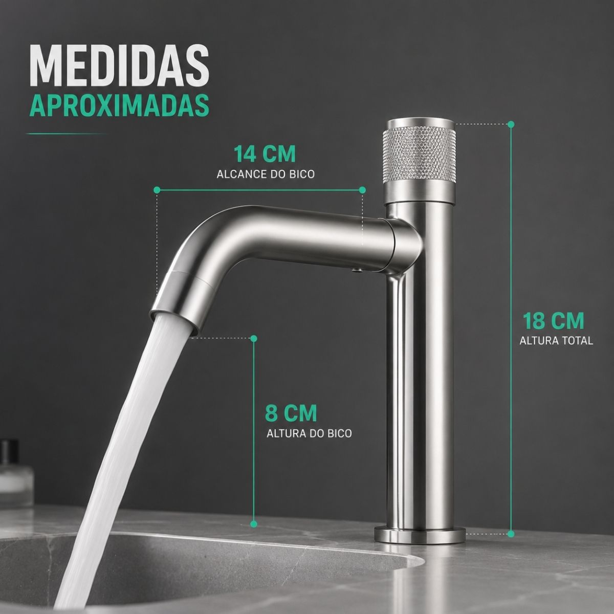 Torneira Bancada - Modelo Vetro - Cromada Fosco