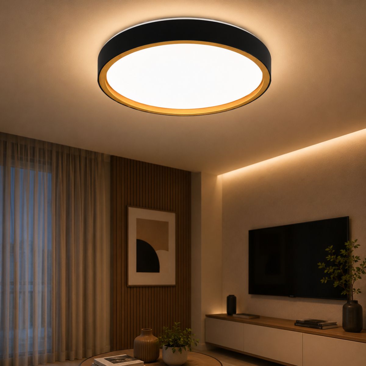Plafon LED Montana 50W 50cm Bivolt 3 Cores Moderna