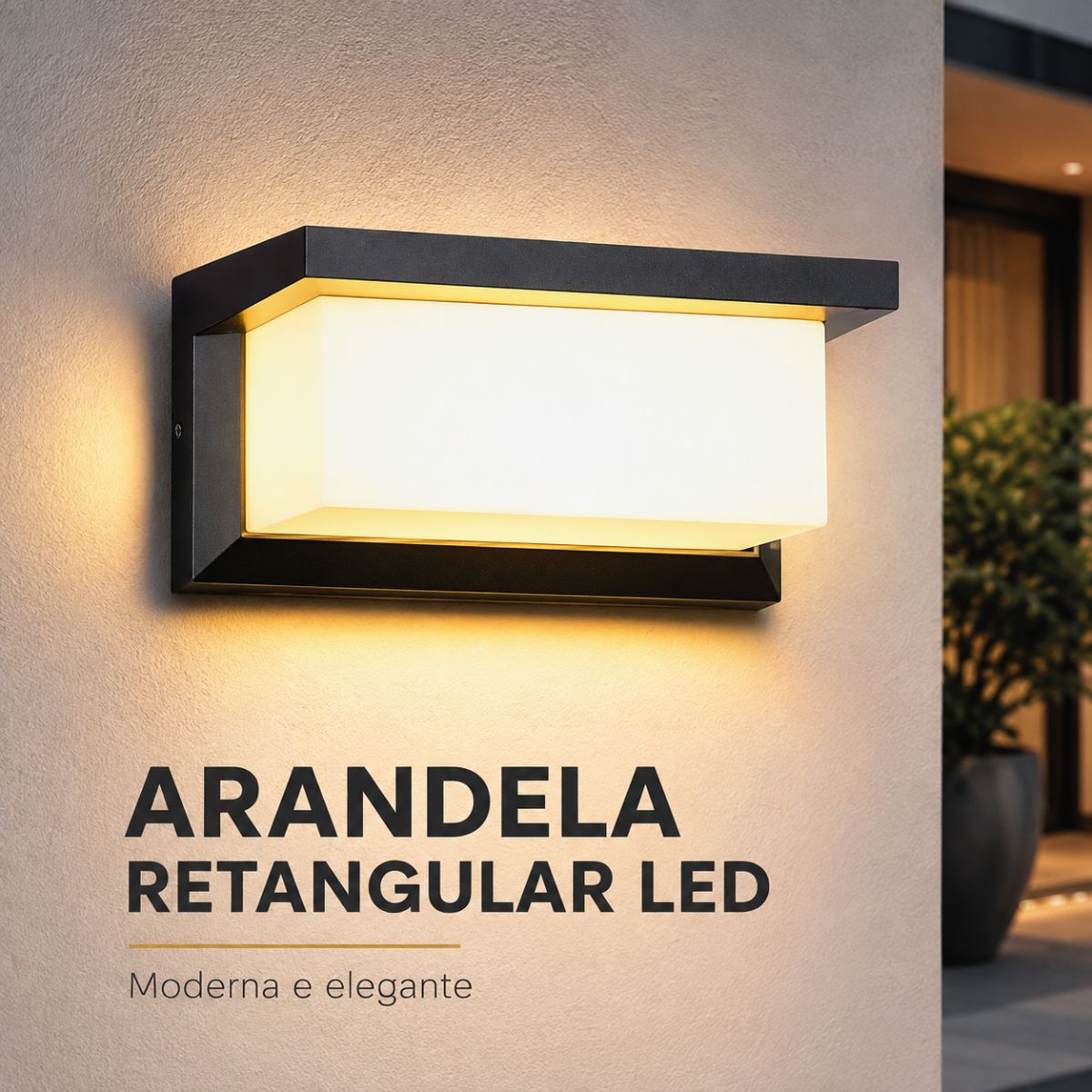 Arandela Retangular 240x110 LED 20W Bivolt IP65 Preta