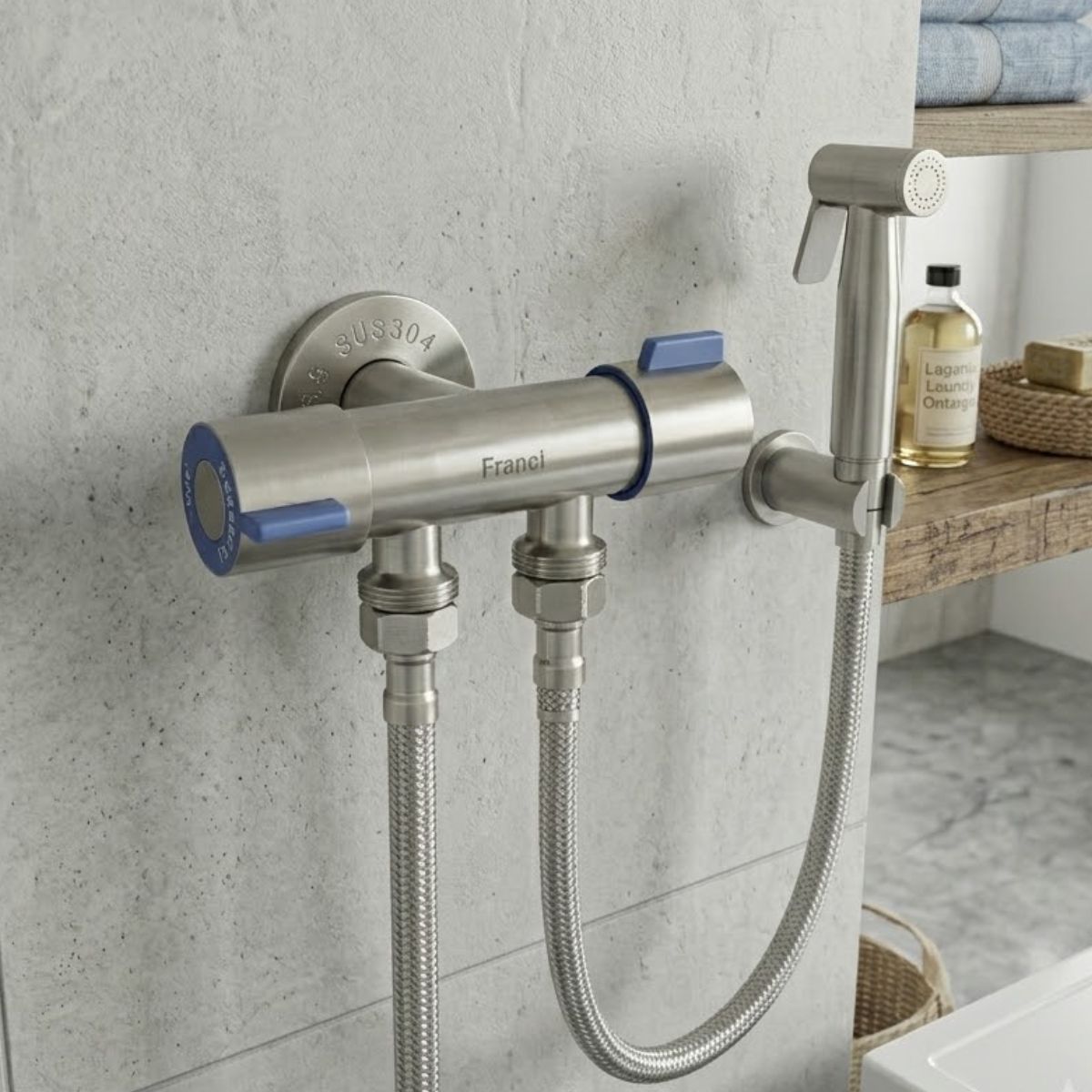 Registro Duplo de Metal 1/2” Inox Fosco com 2 Saídas
