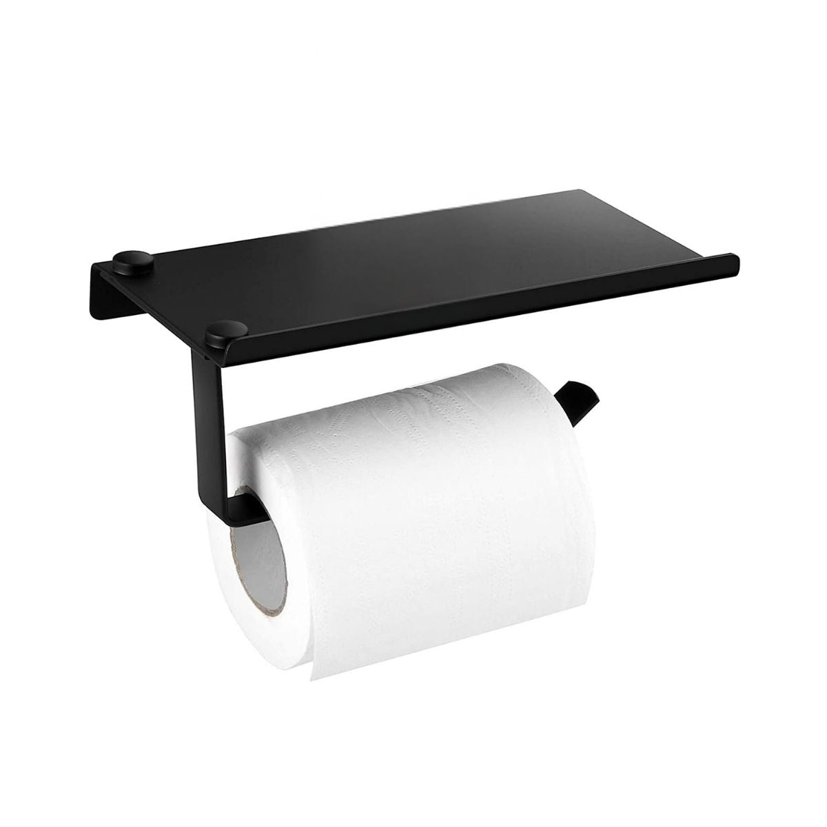 Porta Papel Higiênico Suporte Liso Alumínio - Cor Preto