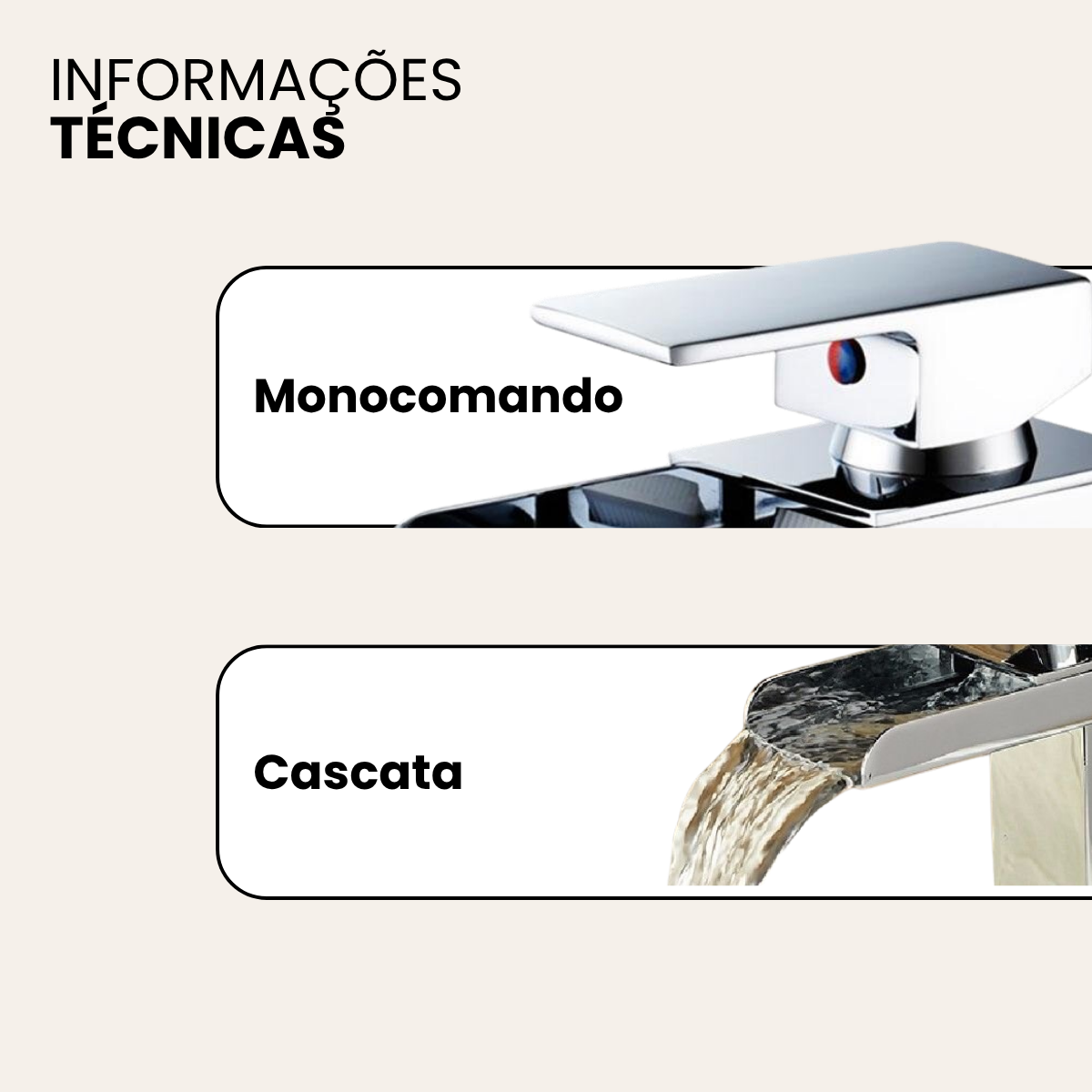 Torneira Bancada Cascata - Modelo Fall - Cromado