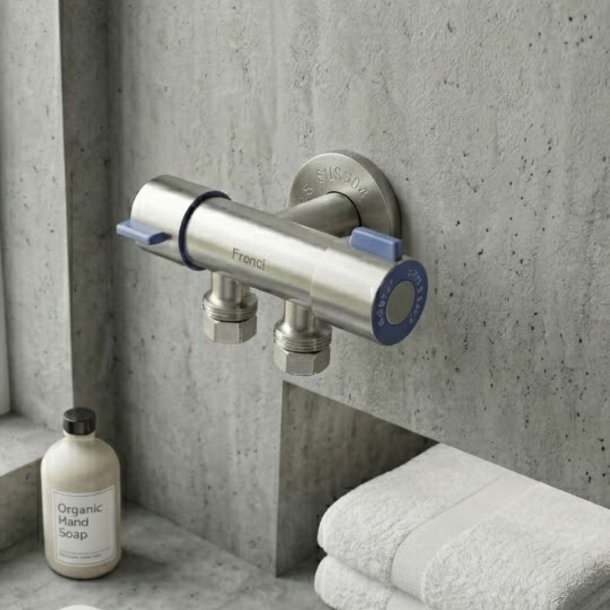 Registro Duplo de Metal 1/2” Inox Fosco com 2 Saídas