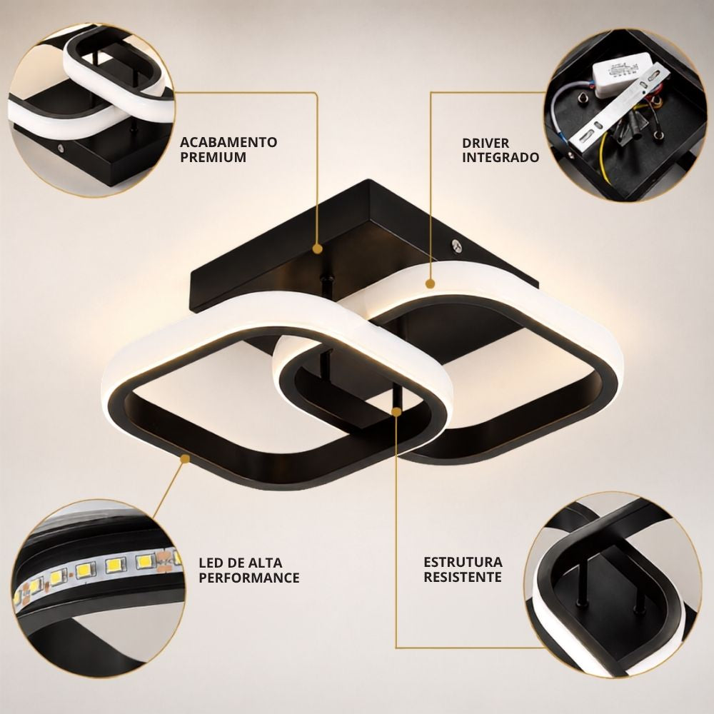 Luminária Teto Quadrado Sobrepor 22w 3 em 1
