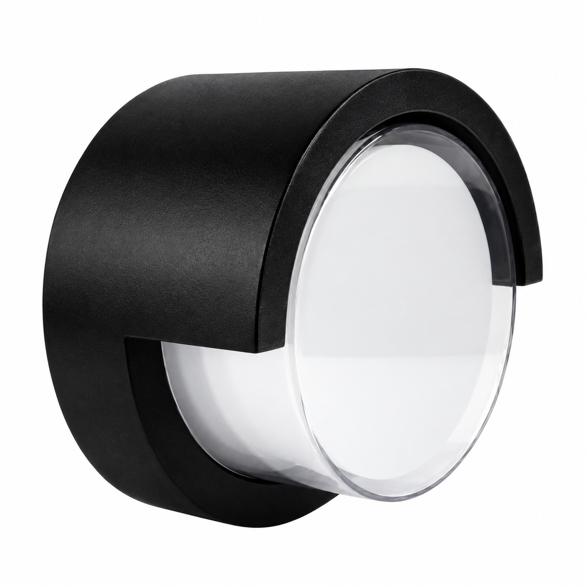 Arandela LED Redonda 12W Preta IP65 Branco Quente 3000K