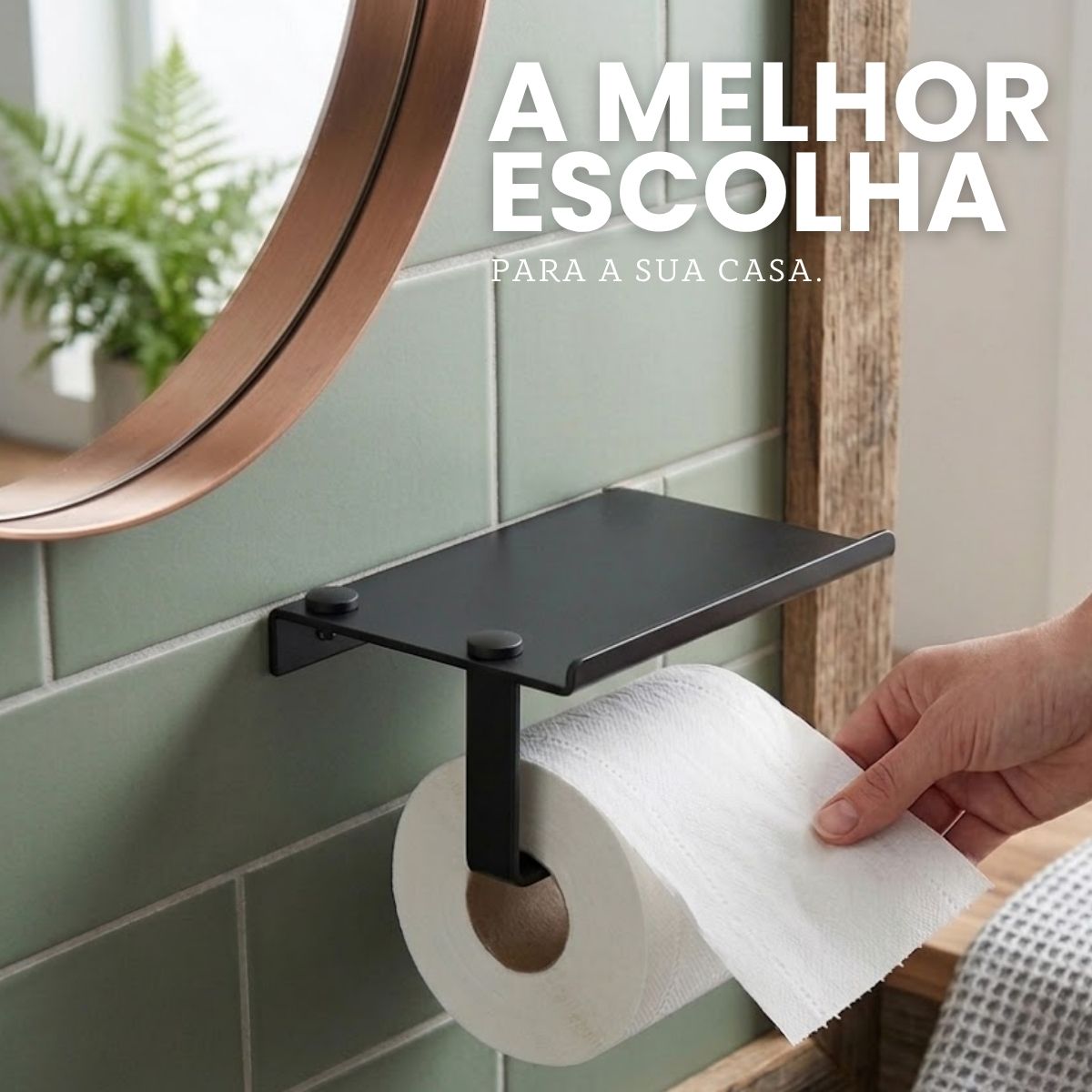 Porta Papel Higiênico Suporte Liso Alumínio - Cor Preto