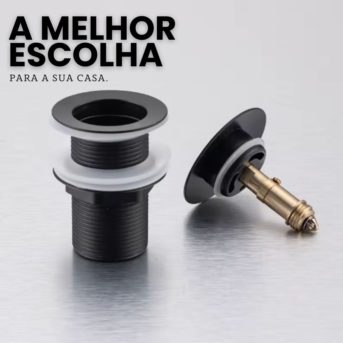 Válvula de Escoamento Cuba Click Preta 29mm - Modelo Lisa
