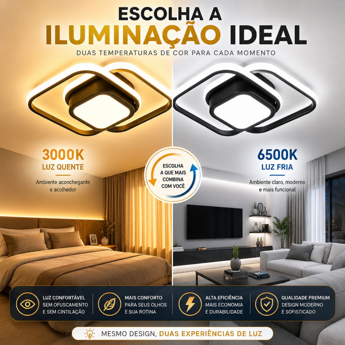 Luminaria Plafon Led 26W Central - Modelo Urban
