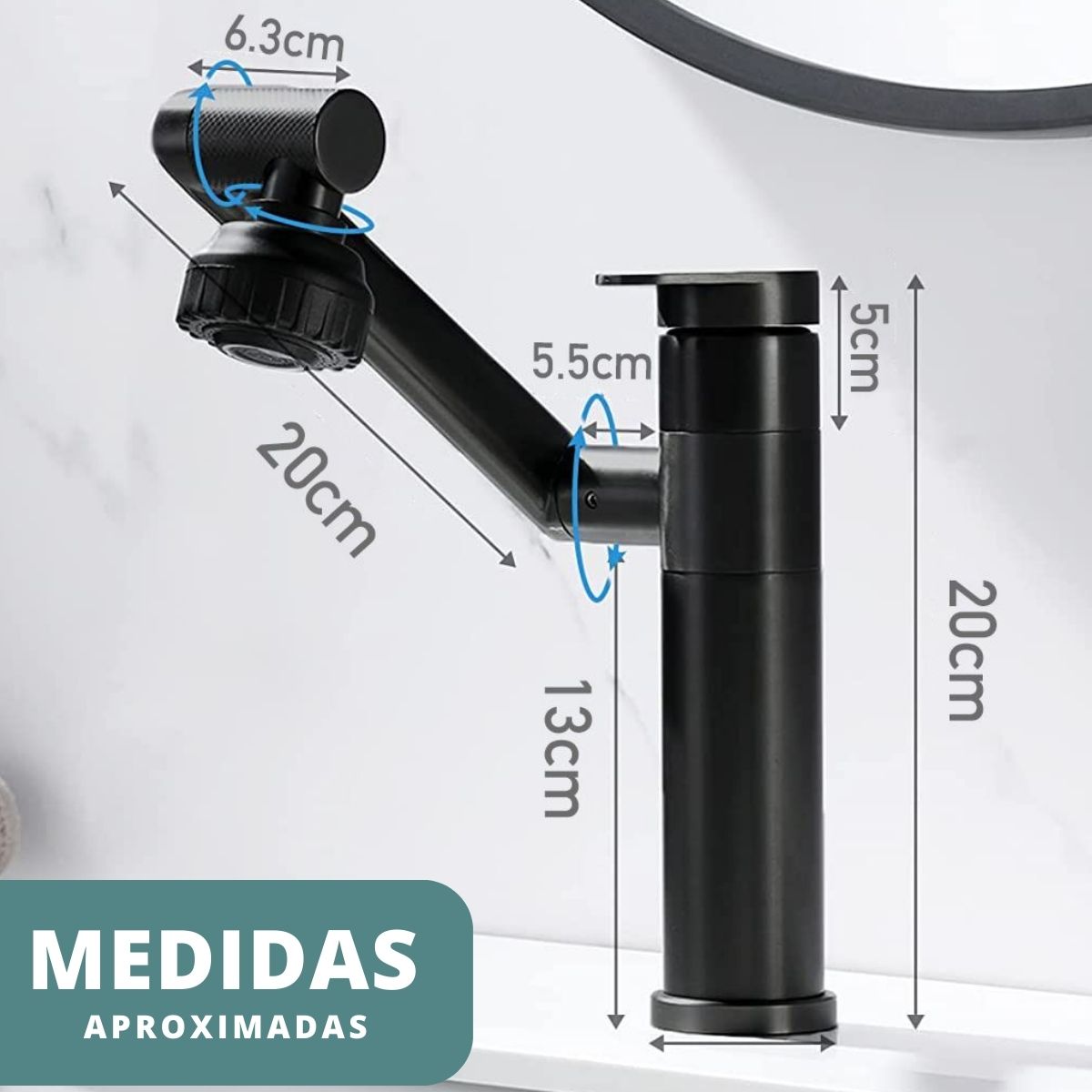 Torneira Bancada Articulada - Modelo 1080 - Preta
