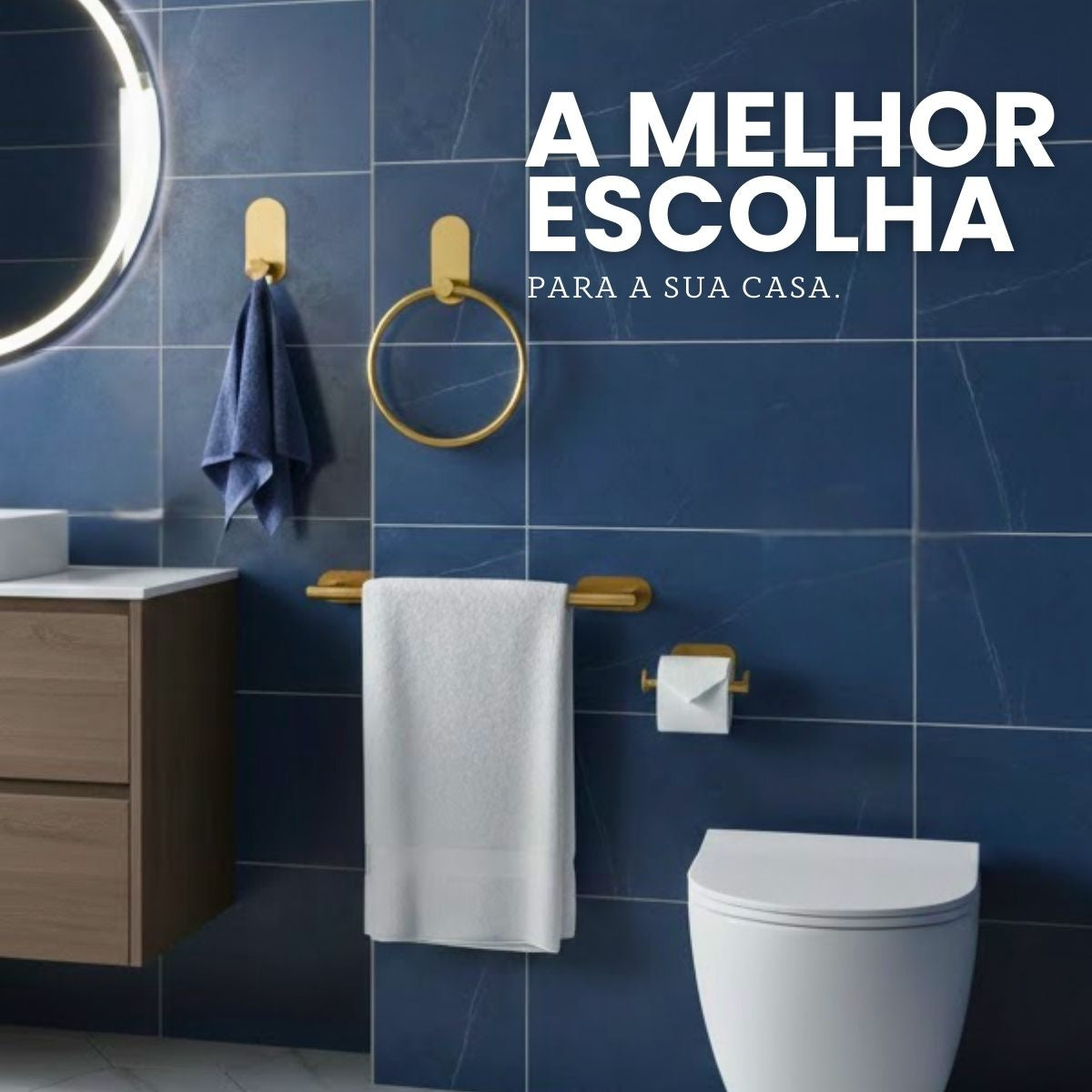 Kit Acessórios Banheiro c/ Adesivo 4pçs - DOURADO