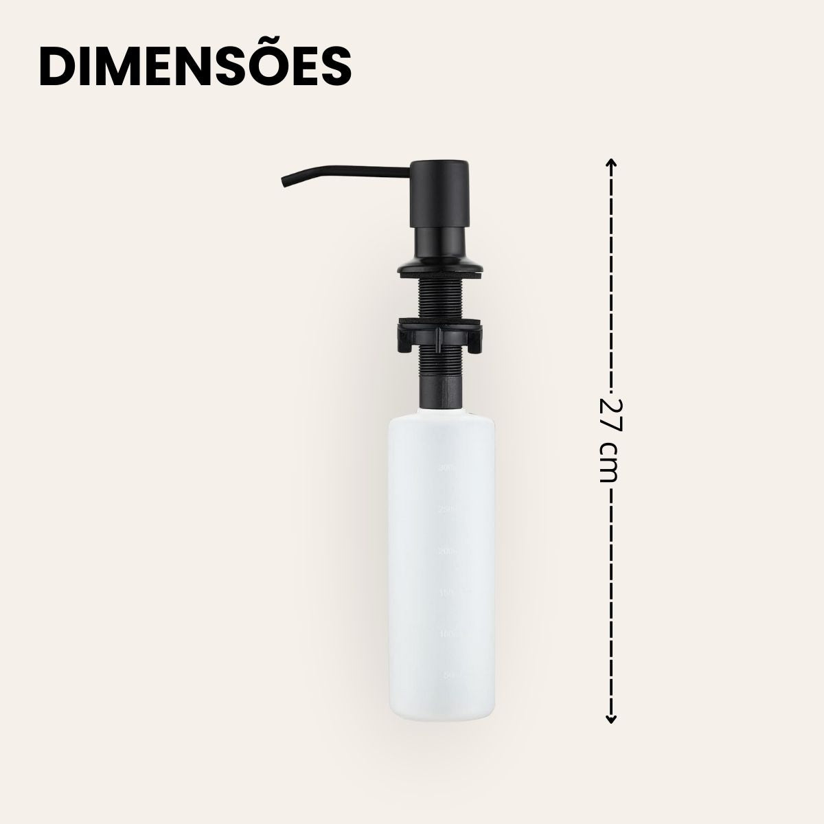 Dosador de Embutir Inox/Abs 350ML - Cor Preta