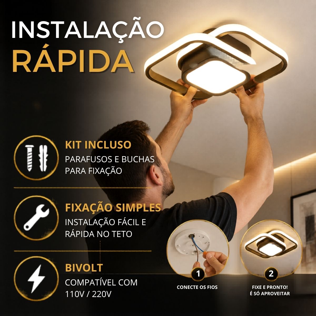 Luminaria Plafon Led 26W Central - Modelo Urban