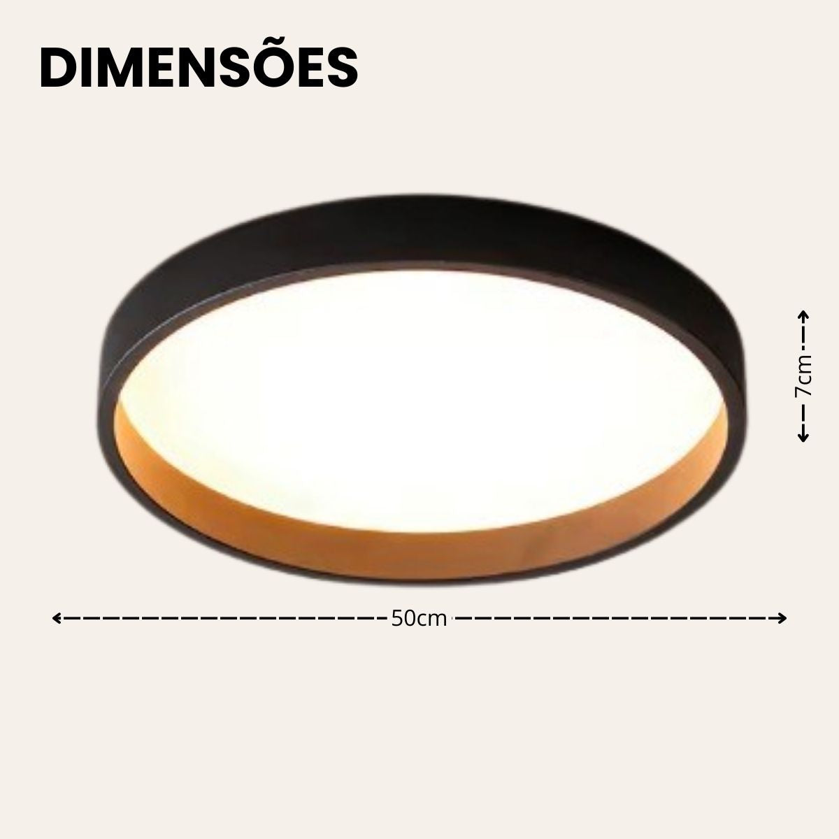 Plafon LED Montana 50W 50cm Bivolt 3 Cores Moderna