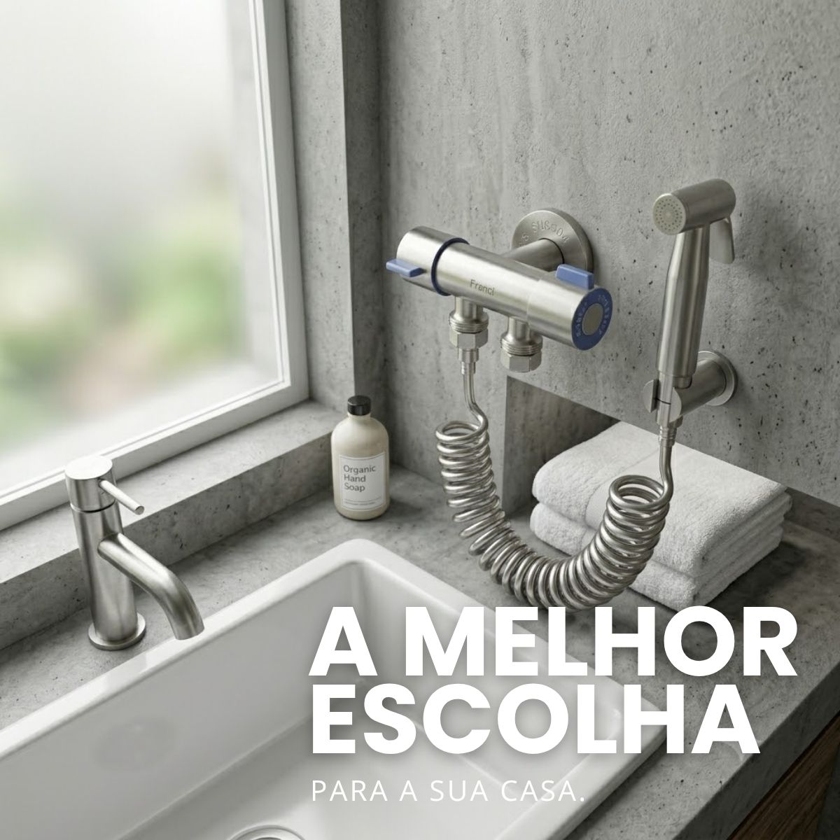 Registro Duplo de Metal 1/2” Inox Fosco com 2 Saídas