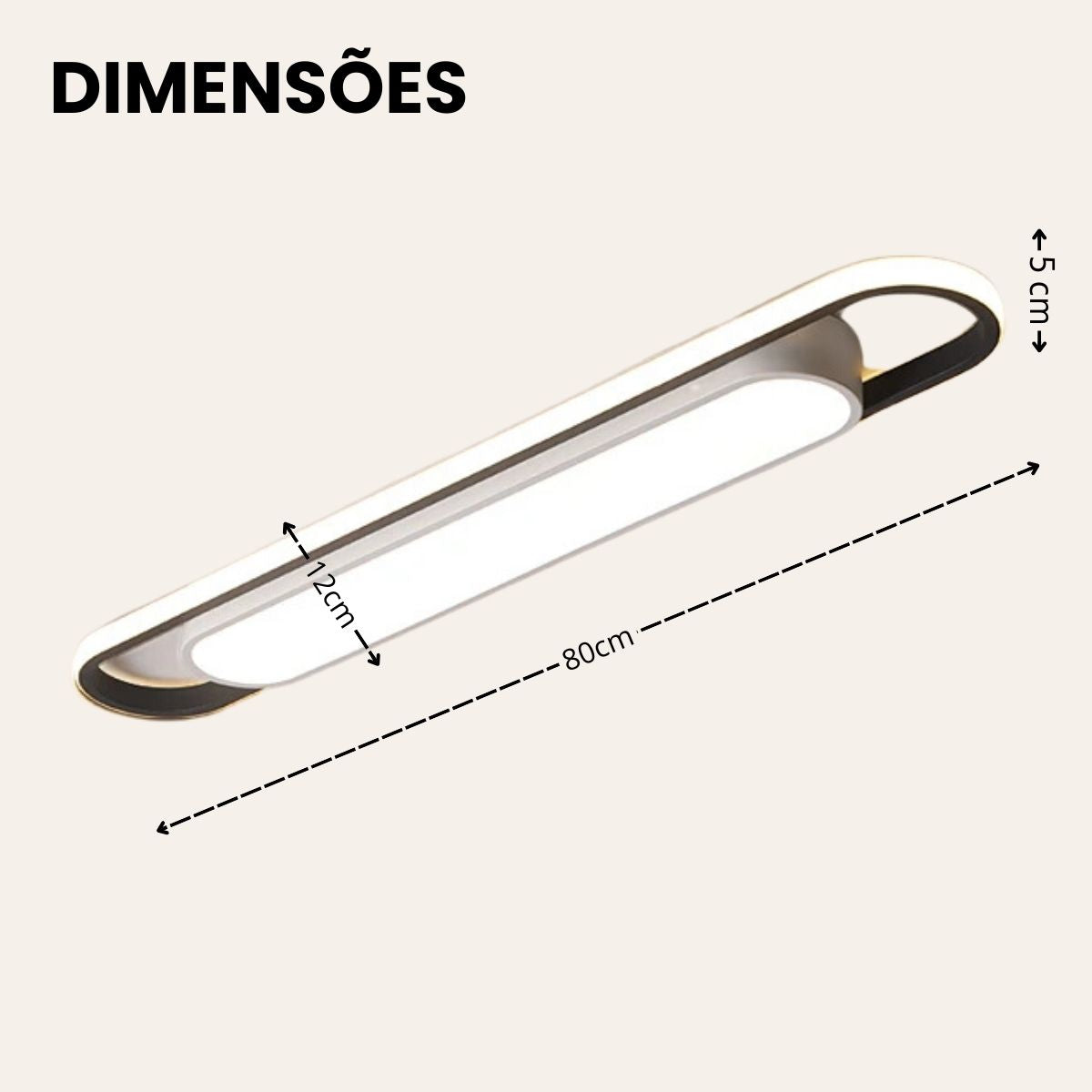 Luminária LED 80cm Ark com Difusor Lateral e Central