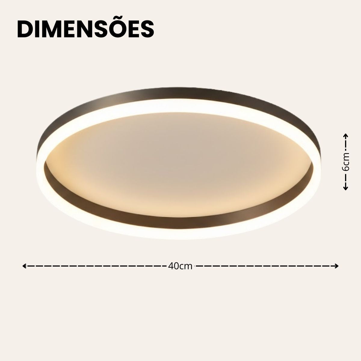 Plafon LED Redondo 24W 40cm Bivolt 3 Tons Efeito Memória