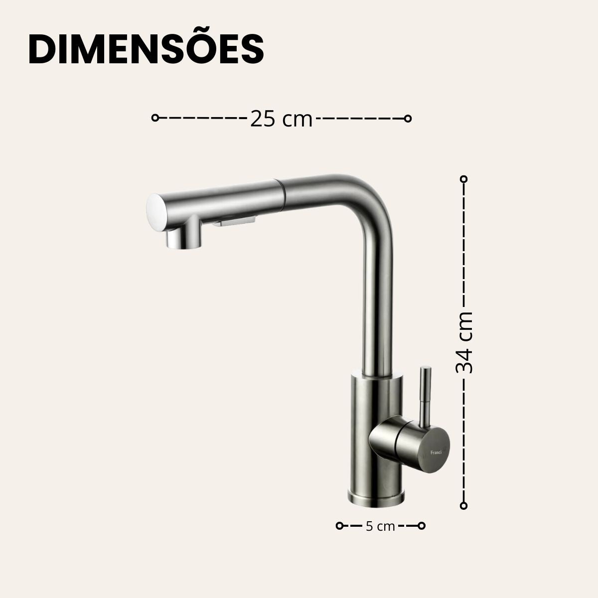 Torneira Bancada Misturador Extensor - Modelo Retracta - Cromado Fosco