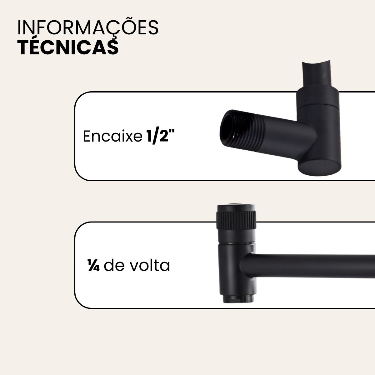 Torneira Parede Articulavel - Modelo Vilhena - Preto