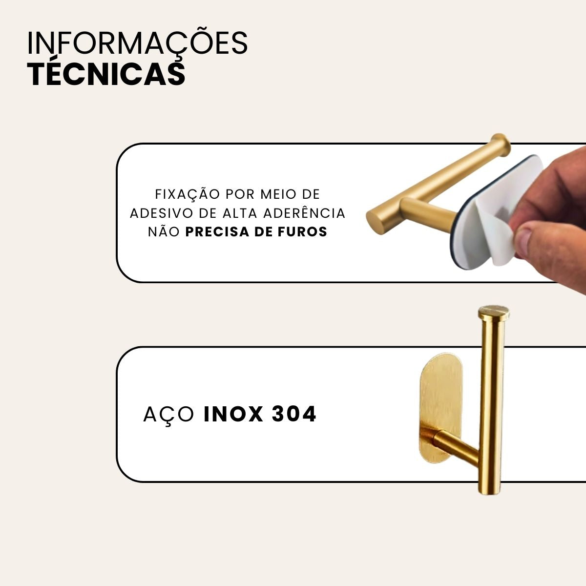 Kit Acessórios Banheiro c/ Adesivo 4pçs - DOURADO