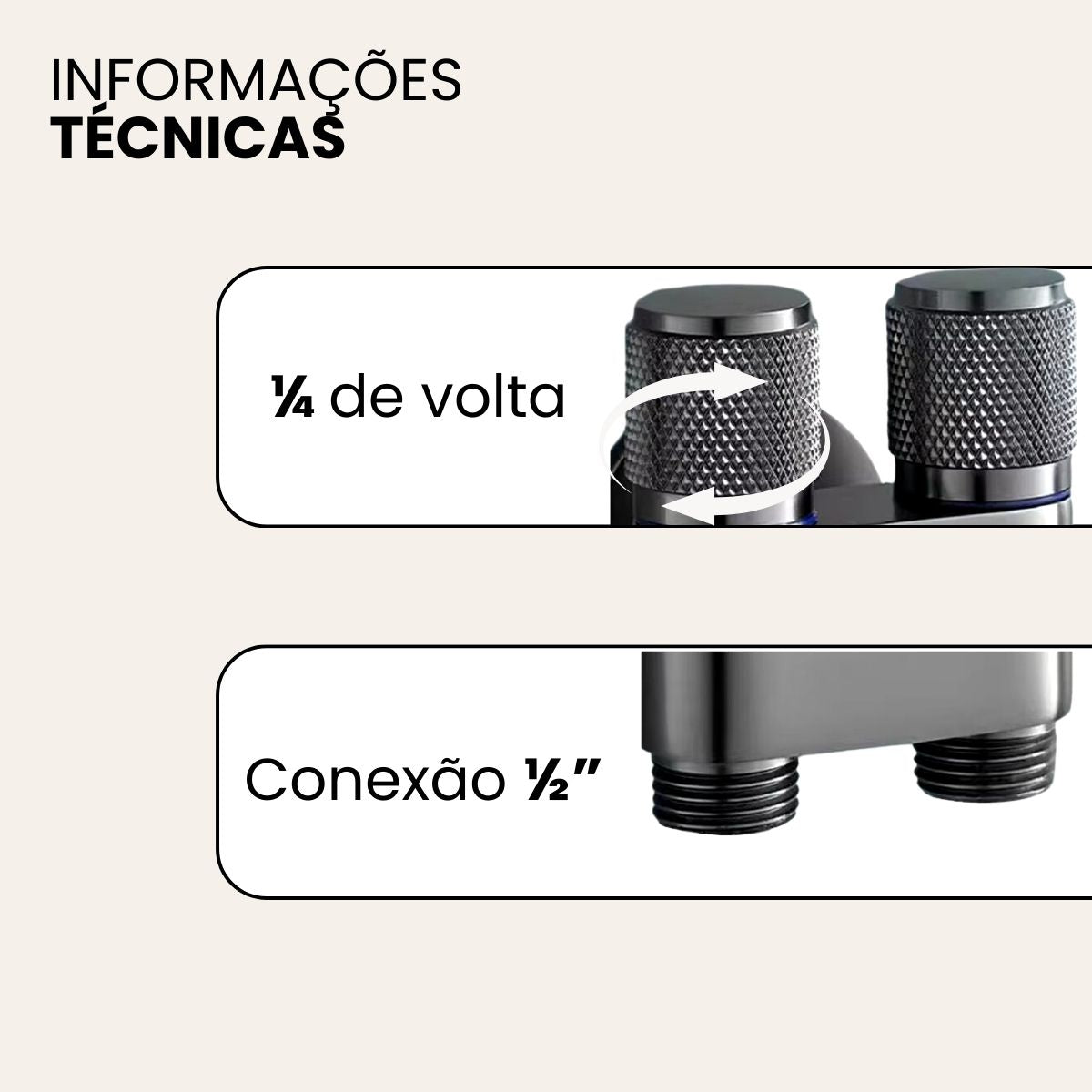 Registro Duplo Duas Saídas Tanque Máquina Banheiro 1/2 - Grafite