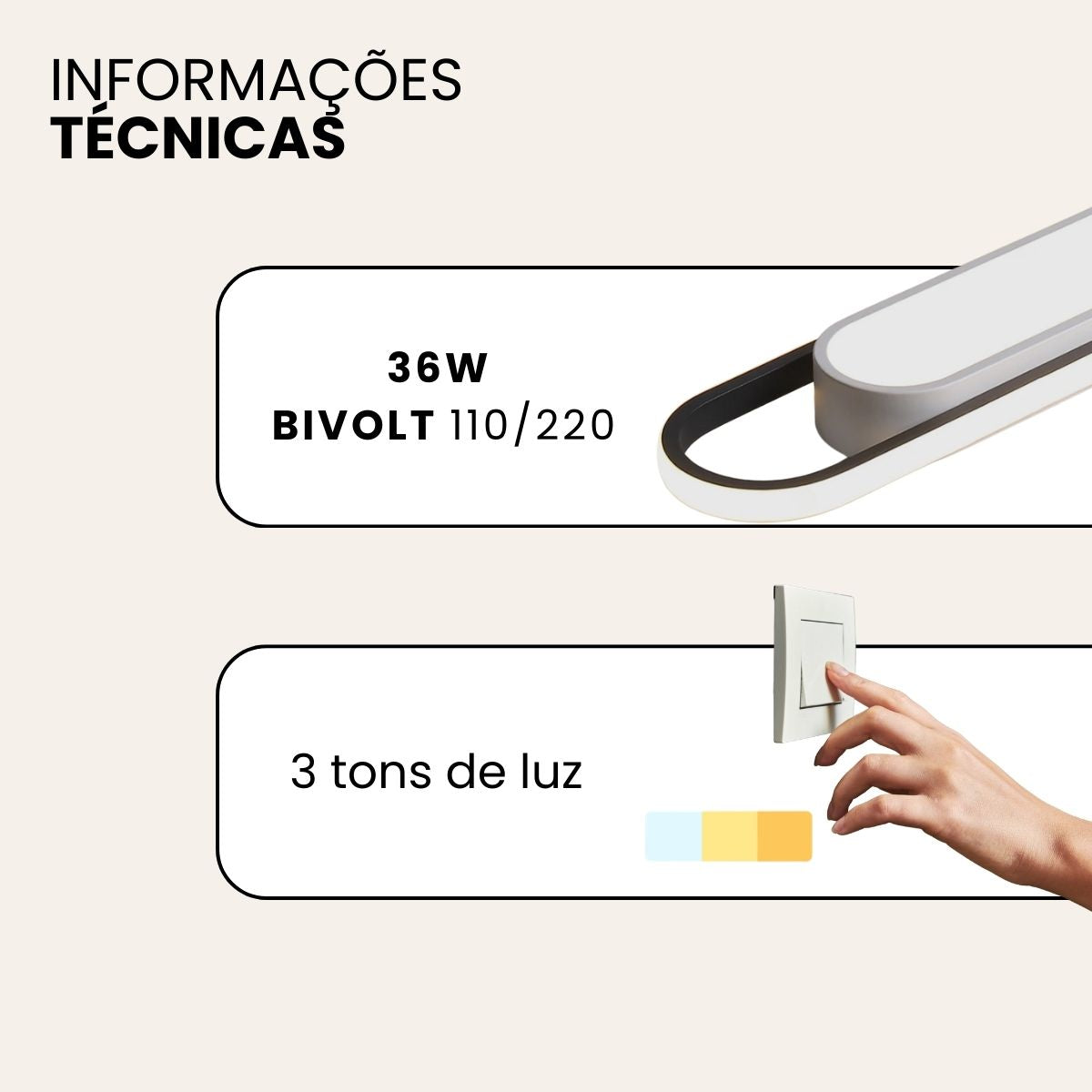 Luminária LED Sobrepor - Modelo Ark 60