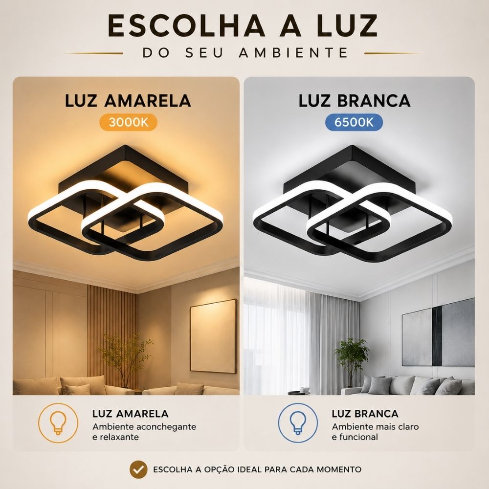 Luminaria Plafon Quadrado Led 24W - Modelo Franci