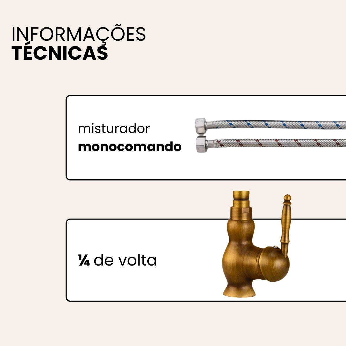 Torneira Bancada Misturador Alta - Modelo Victoria - Bronze