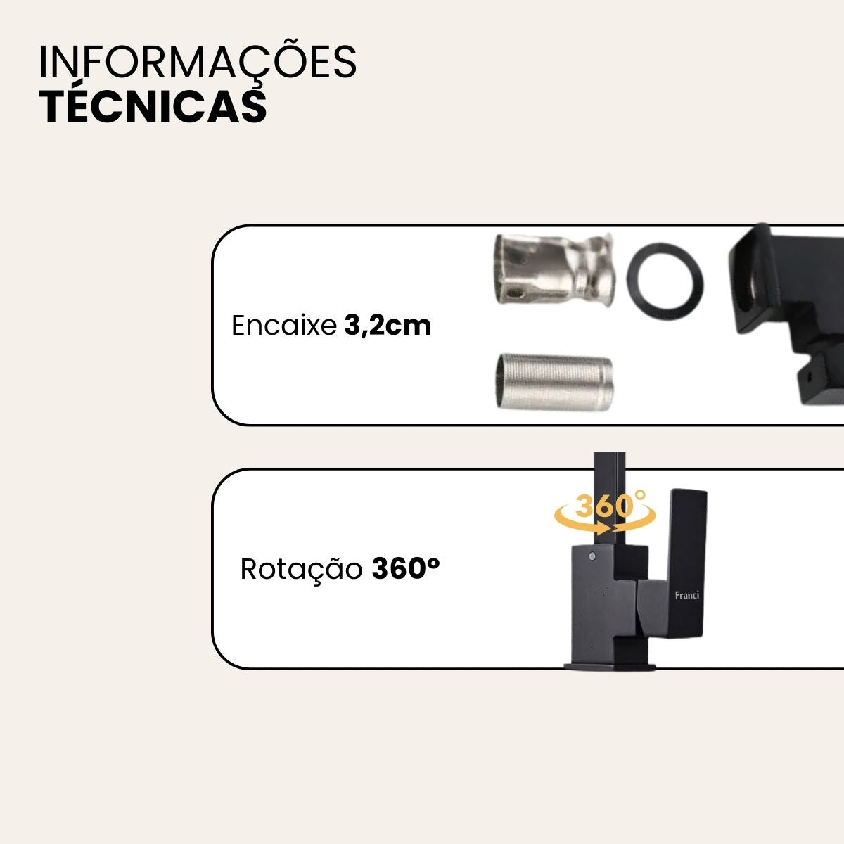 Torneira Bancada Misturador Alta - Modelo Marin - Preta
