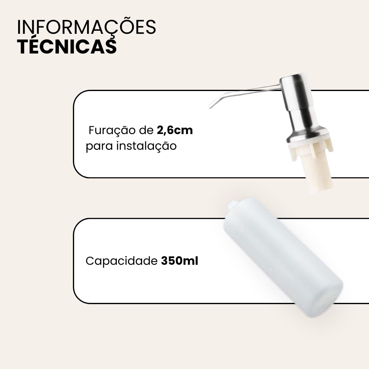 Dosador de Embutir Inox/Abs 350ML - Cor Cromada