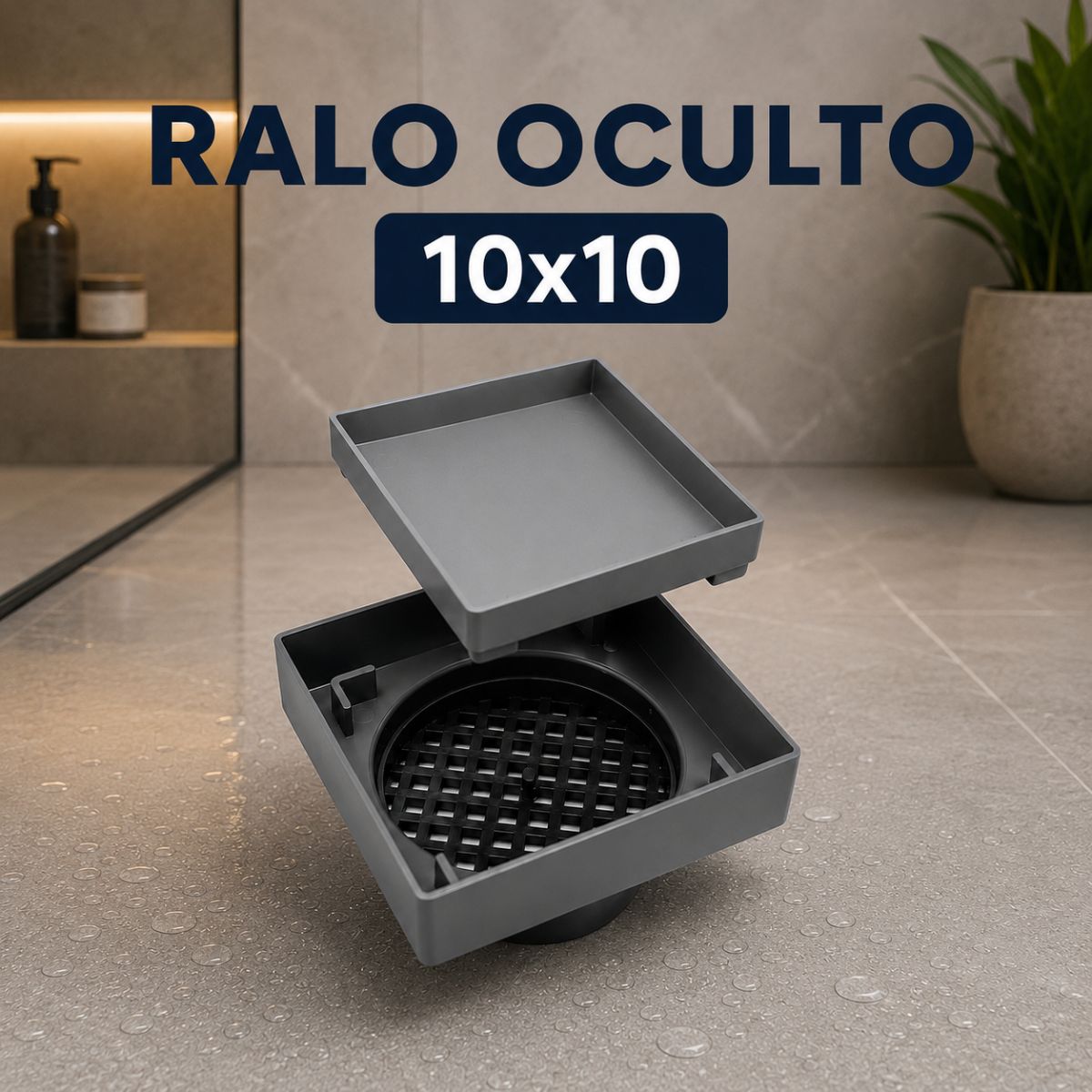 Ralo Oculto Seca Piso para Porcelanato com Tela Anti-Insetos