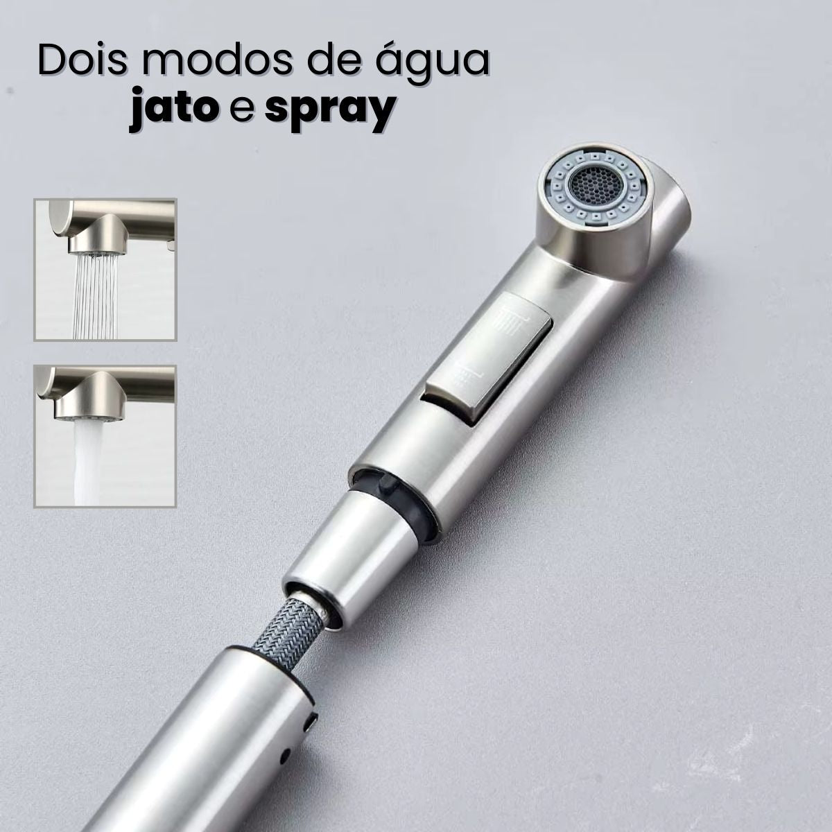 Torneira Bancada Misturador Extensor - Modelo Retracta - Cromado Fosco