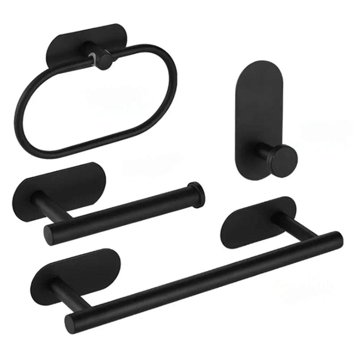 Kit Acessorios Banheiro Preto c/ Adesivo 4pçs