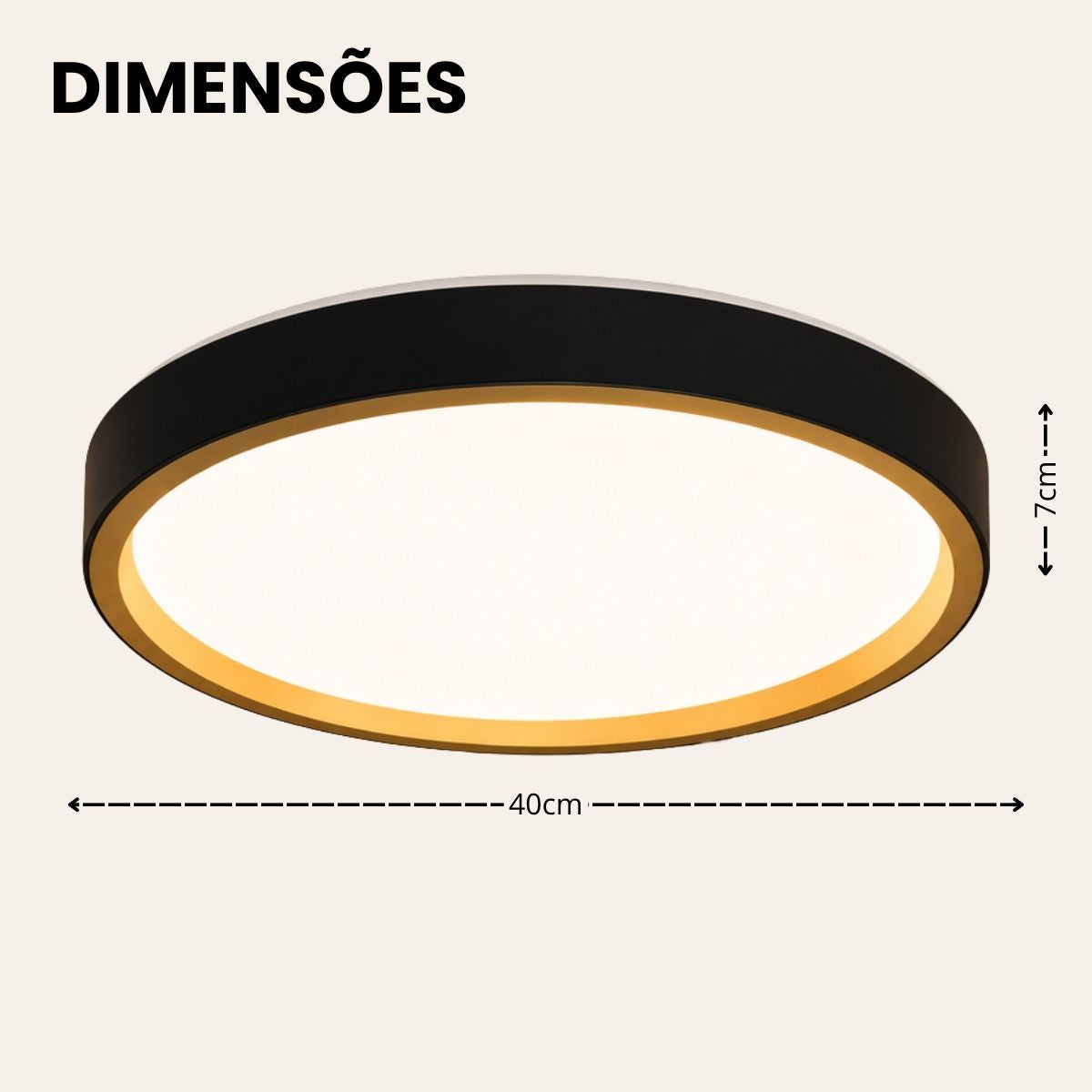 Plafon LED 36W 40cm 3 Tons de Luz com Função Memória