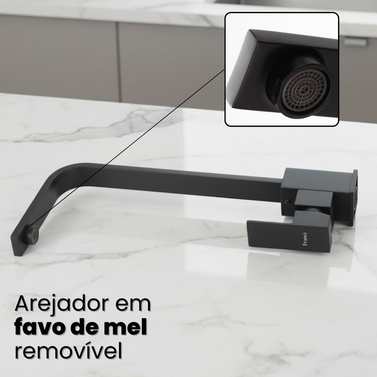 Torneira Bancada Misturador Alta - Modelo Marin - Preta